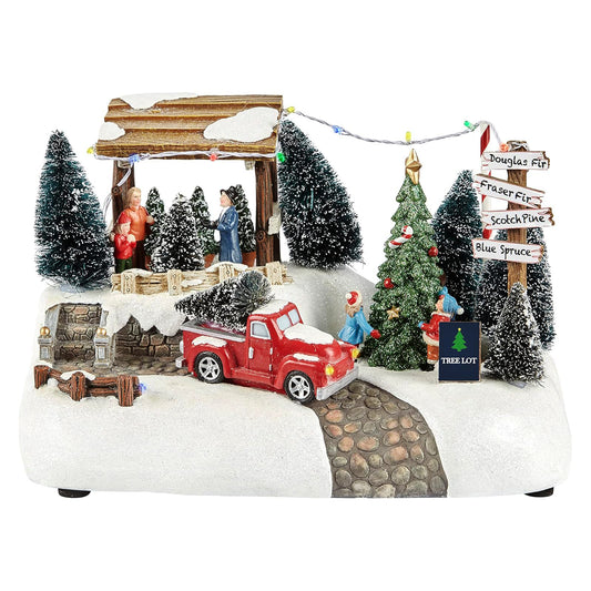 Christmas Scene Village Tree Animation Building Home Decor