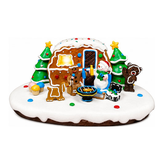 Christmas Gingerbread House Lighted Hand-Painted Resin Holiday House
