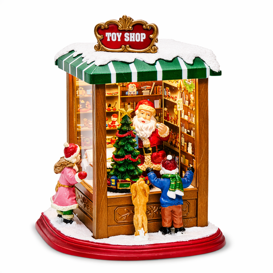 Lighted Santa’s Toy Shop Christmas Village Lights, Music & Animation Battery