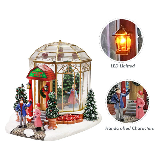 Christmas Village Lighted Tree Shop LED Musical Holiday Building