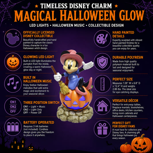 Disney Minnie Mouse Halloween Pumpkin Decoration with LED Lights