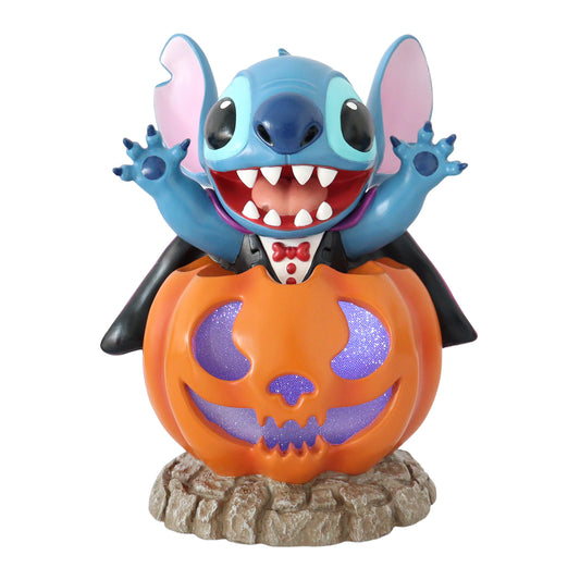 Disney Stitch Vampire Pumpkin Halloween Decor with Purple LED Light and Sound