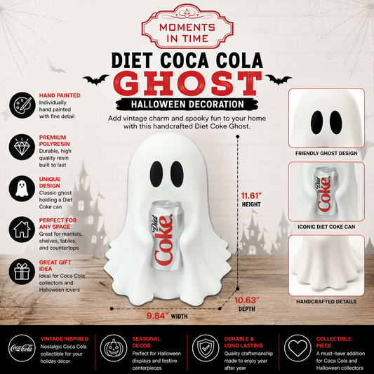 Coca-Cola Resin Ghost Statue Holding Soda Can (Diet Coke) 11.61 Inch Tall