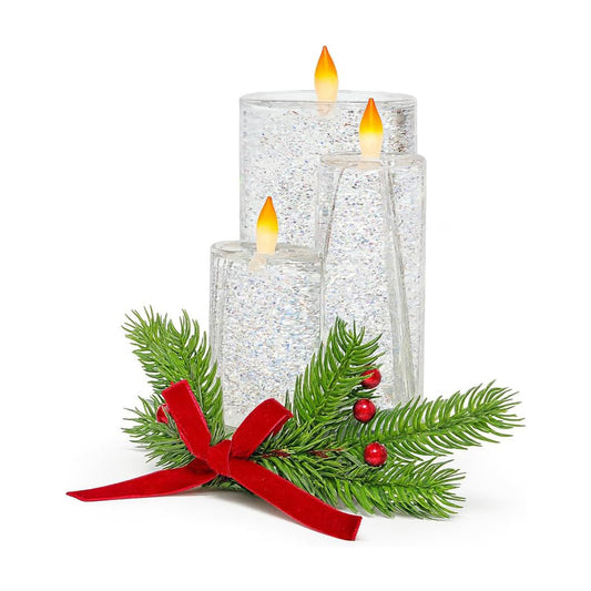 Snow Globe Candle Water Spinning LED Lighted Acrylic Candle