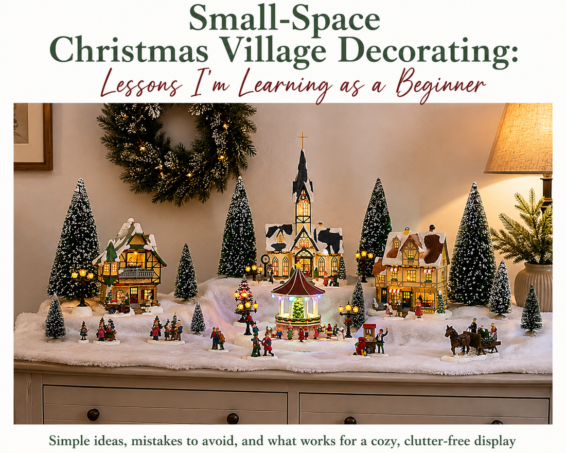 Christmas Village 30 Piece Set Miniature Town with LED Lights