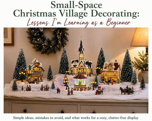 Christmas Village 30 Piece Set Miniature Town with LED Lights