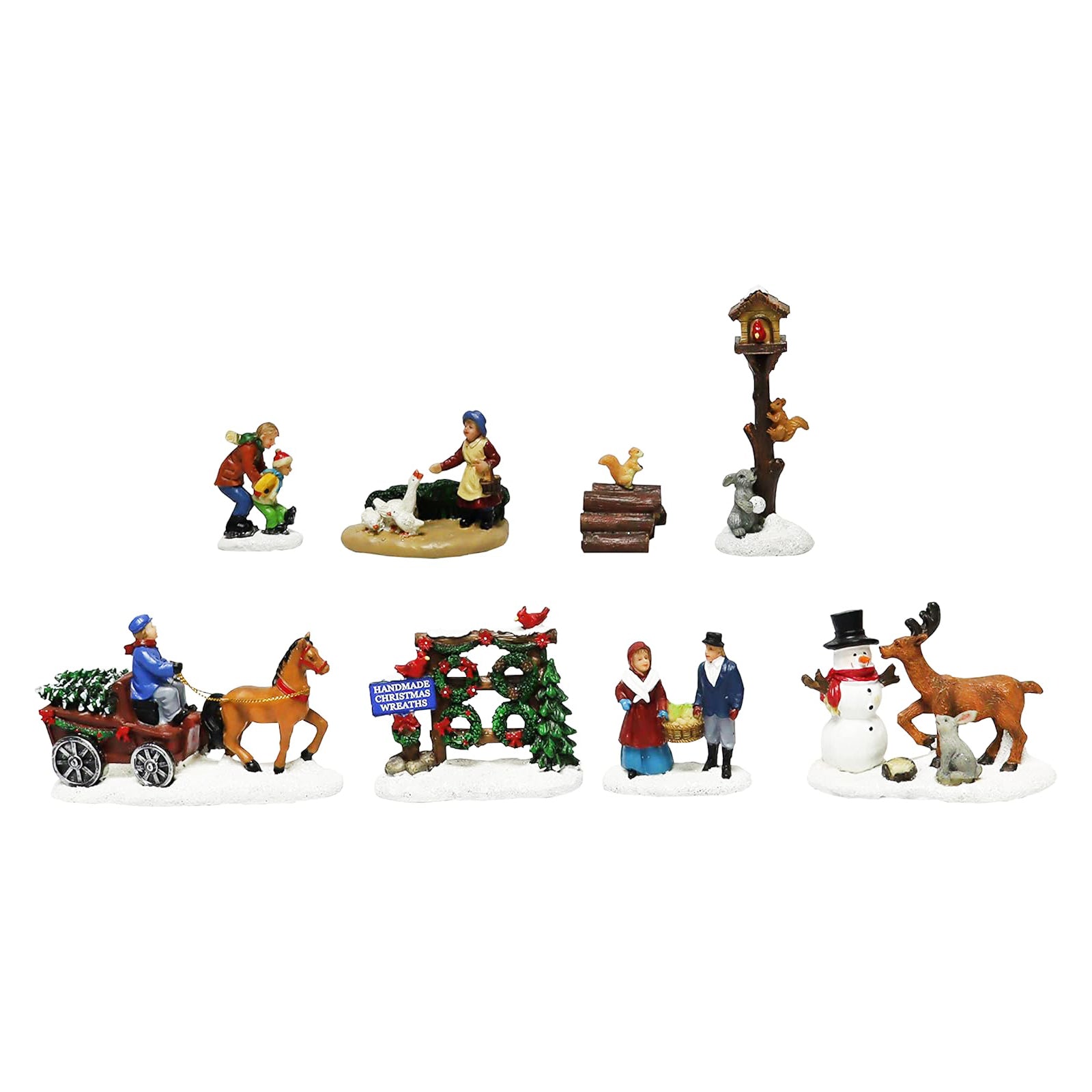 20-Piece Lighted Christmas Village Set with LED Lights Battery Operated Miniature Holiday Town