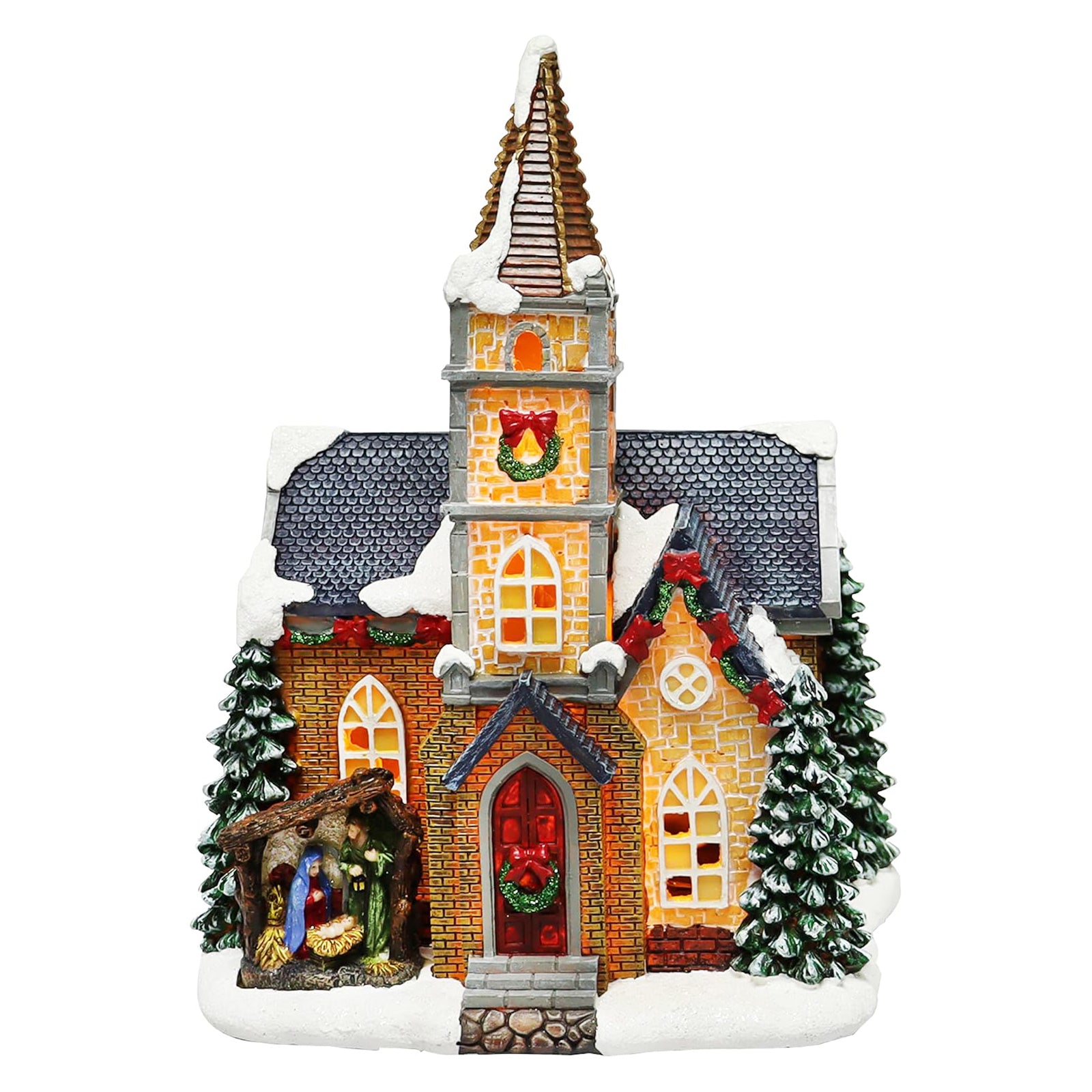 20-Piece Lighted Christmas Village Set with LED Lights Battery Operated Miniature Holiday Town