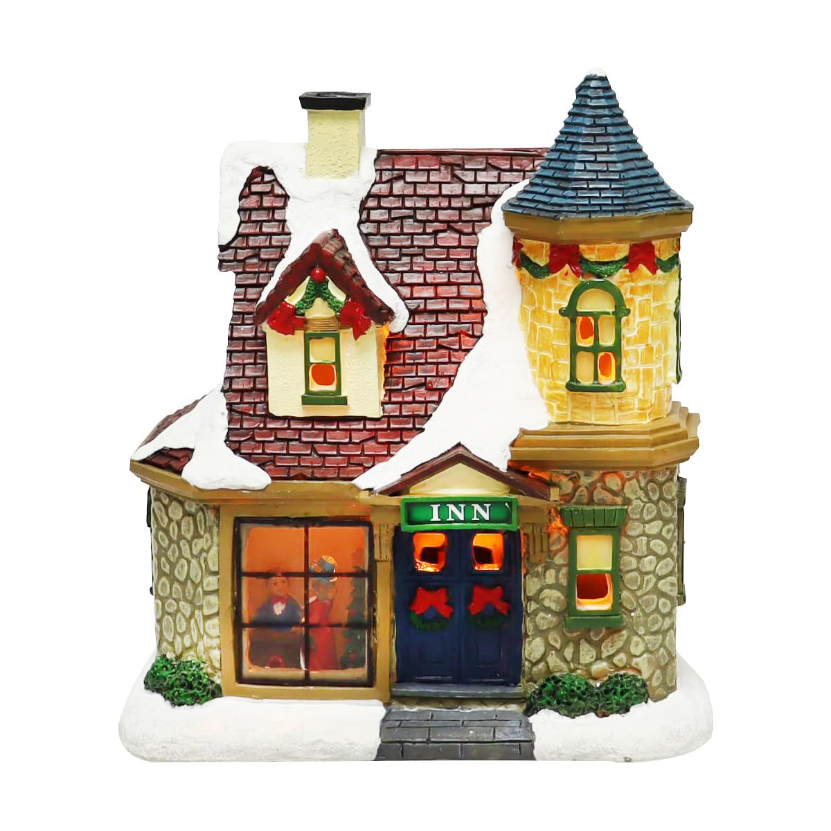 20-Piece Lighted Christmas Village Set with LED Lights Battery Operated Miniature Holiday Town