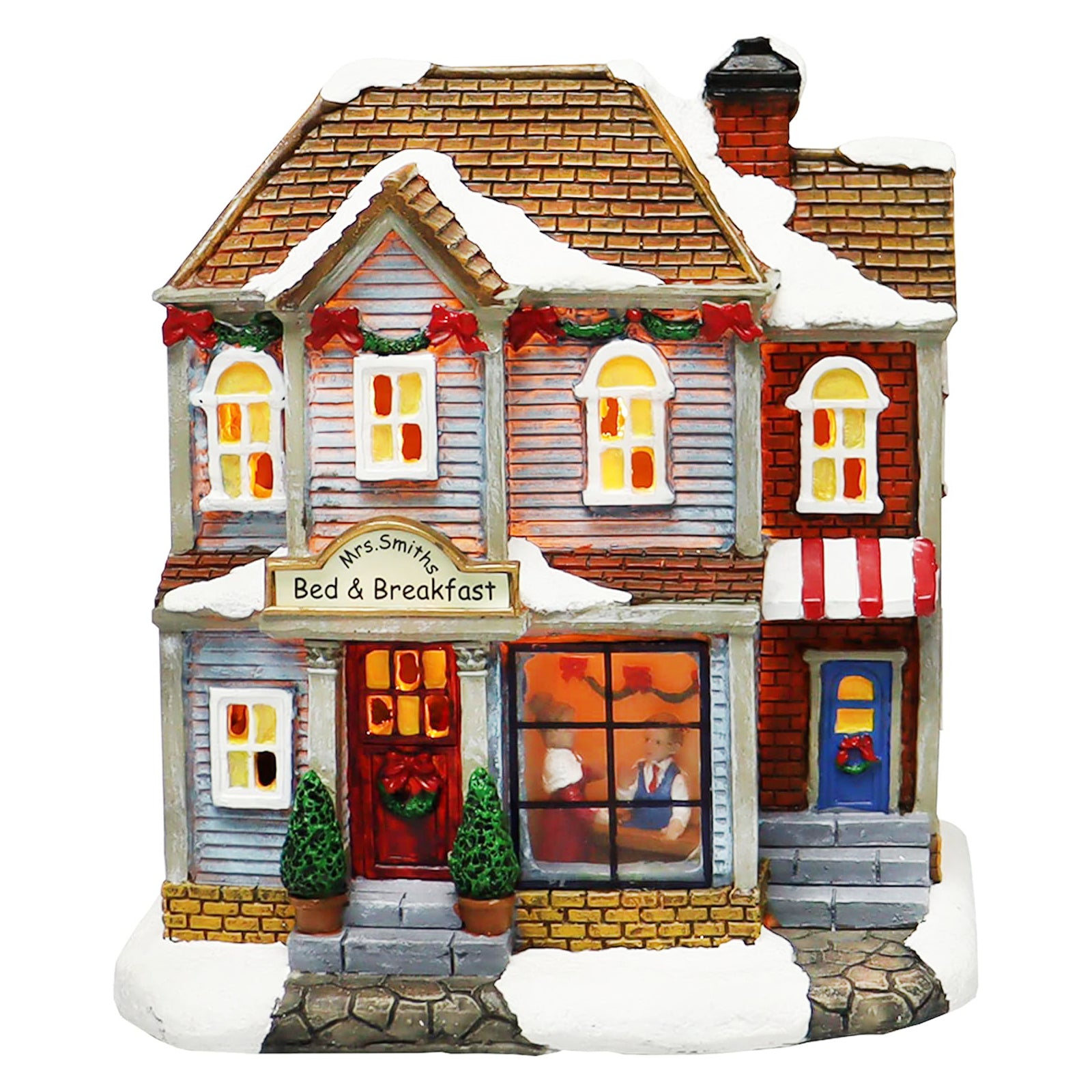 20-Piece Lighted Christmas Village Set with LED Lights Battery Operated Miniature Holiday Town