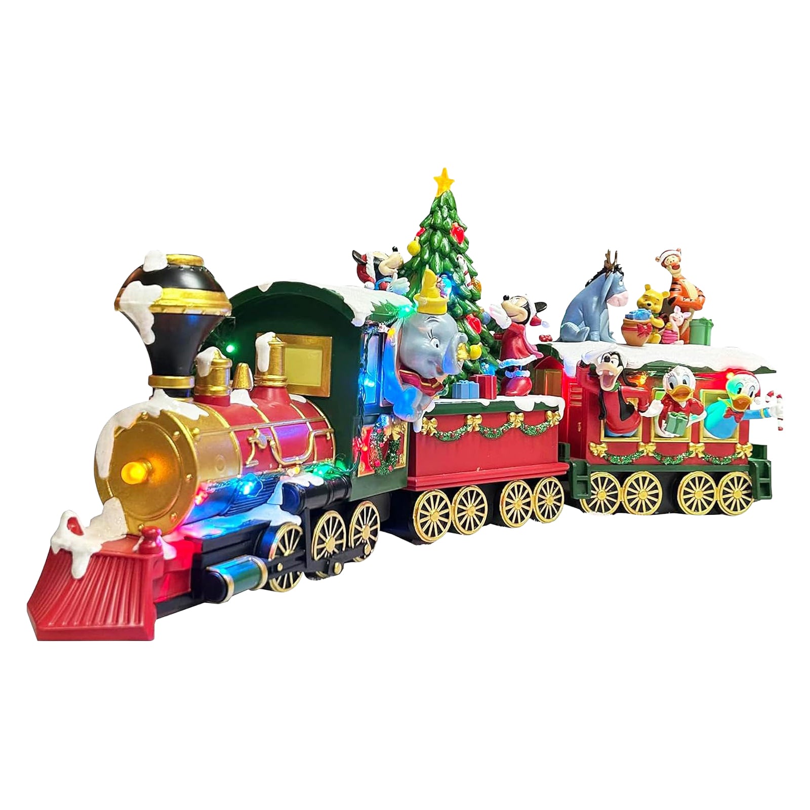 3 Pieces Disney Christmas Holiday-Themed Train Set with LED Lights and Plays Music