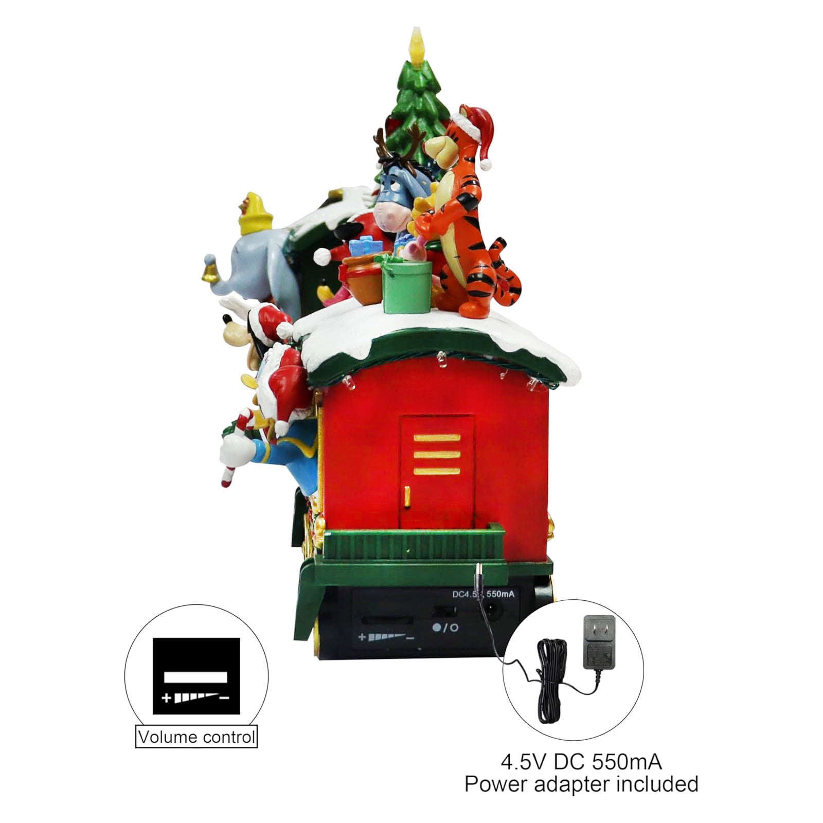 3 Pieces Disney Christmas Holiday-Themed Train Set with LED Lights and Plays Music
