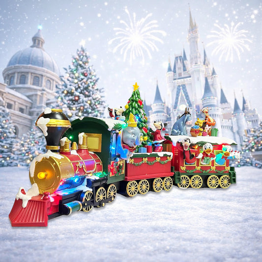 3 Pieces Disney Christmas Holiday-Themed Train Set with LED Lights and Plays Music