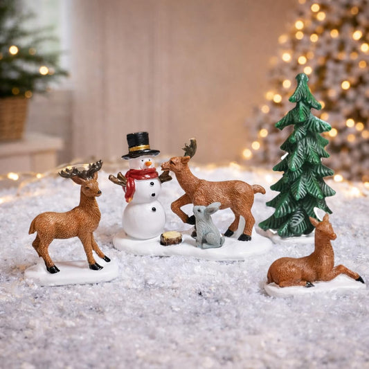 Figures Hand Painted Miniature Winter Scene Holiday