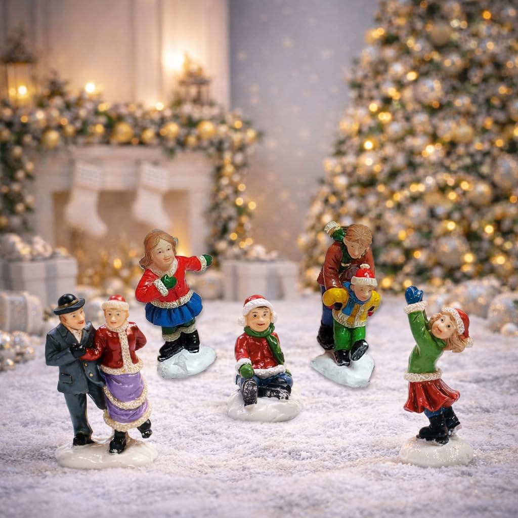 Figures Hand Painted Miniature Winter Scene Holiday