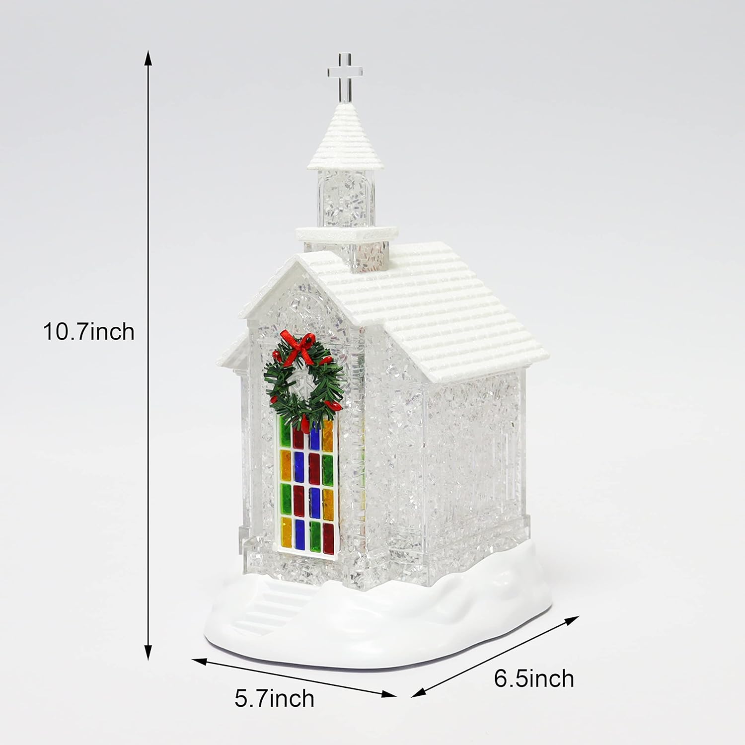Lighted Chapel Church LED Acrylic Holiday Tabletop Decoration Glittering Crystal Church
