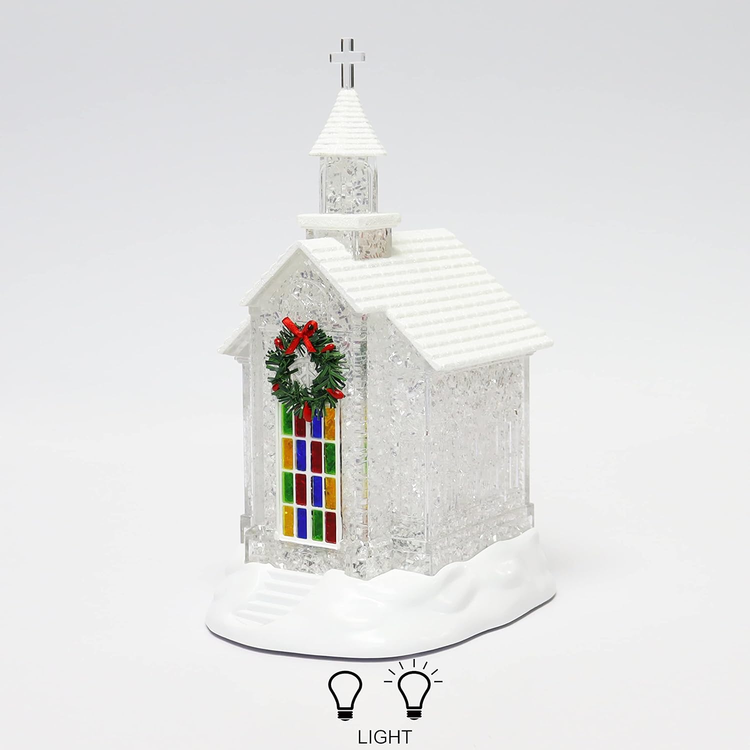 Lighted Chapel Church LED Acrylic Holiday Tabletop Decoration Glittering Crystal Church