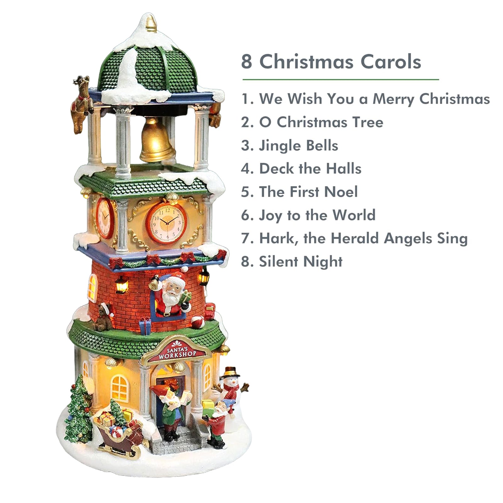 Polyresin Christmas Village Clock Tower