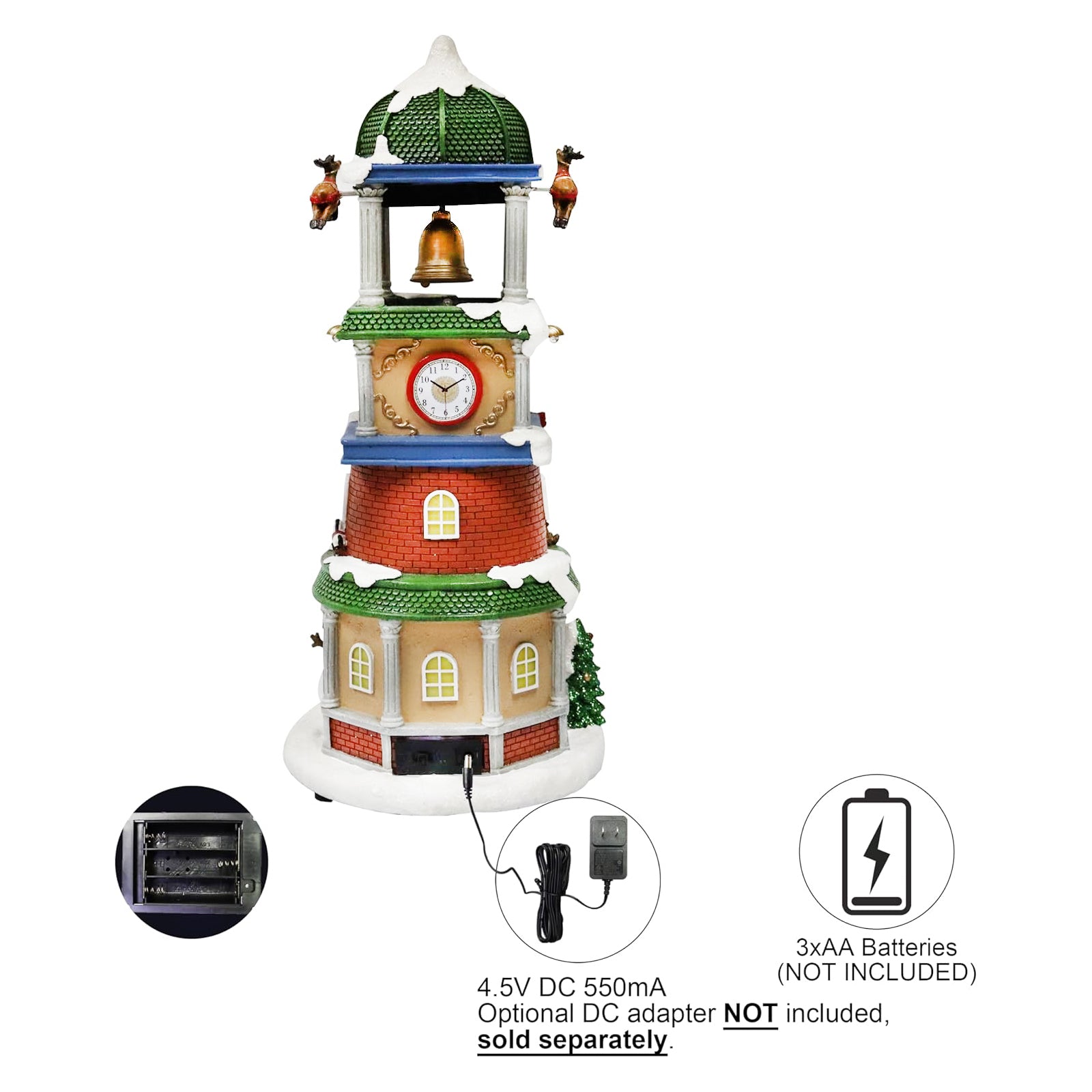 Polyresin Christmas Village Clock Tower
