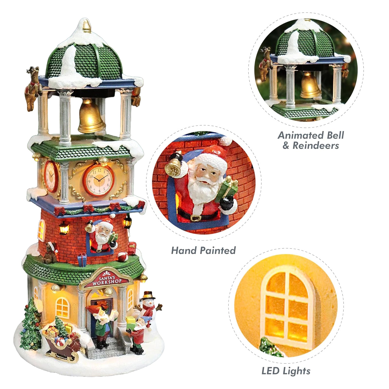 Polyresin Christmas Village Clock Tower