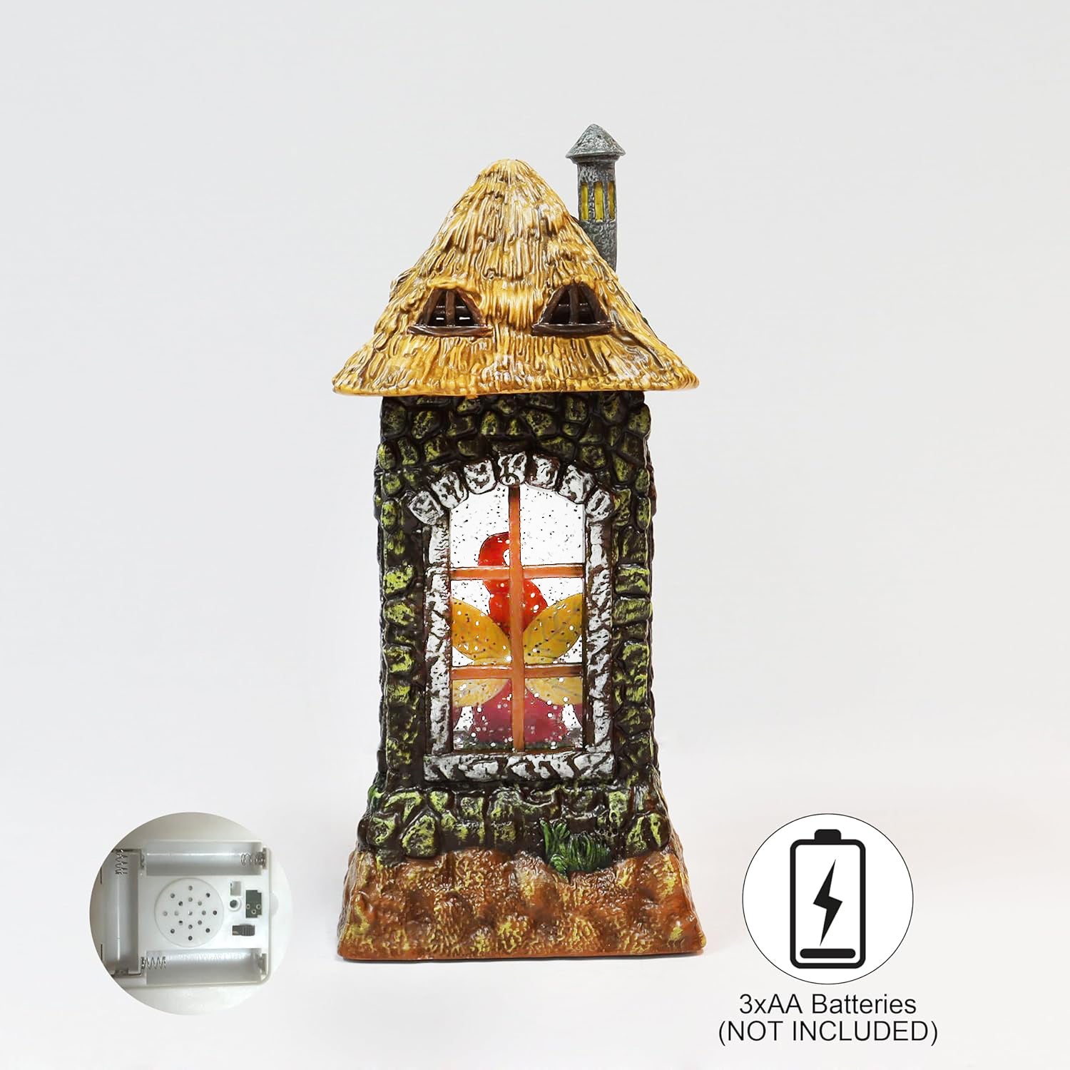 Acrylic Gnome House Lantern LED Light-Up Water Spinning Fall Decoration