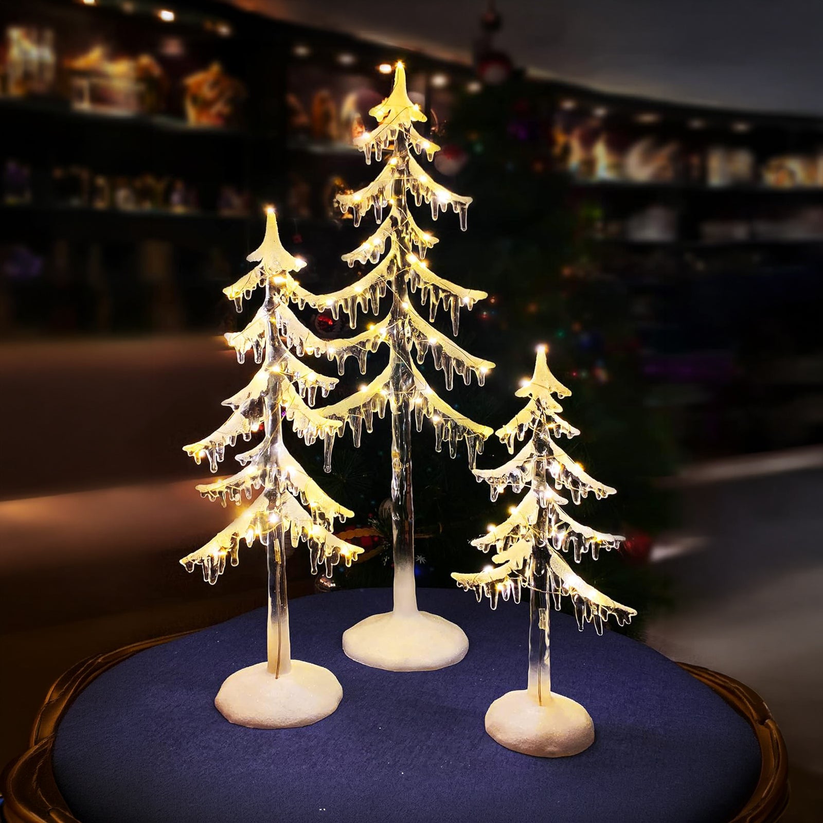 Acrylic Icicle Trees 3-Pack LED Battery Operated Light-Up 24.4