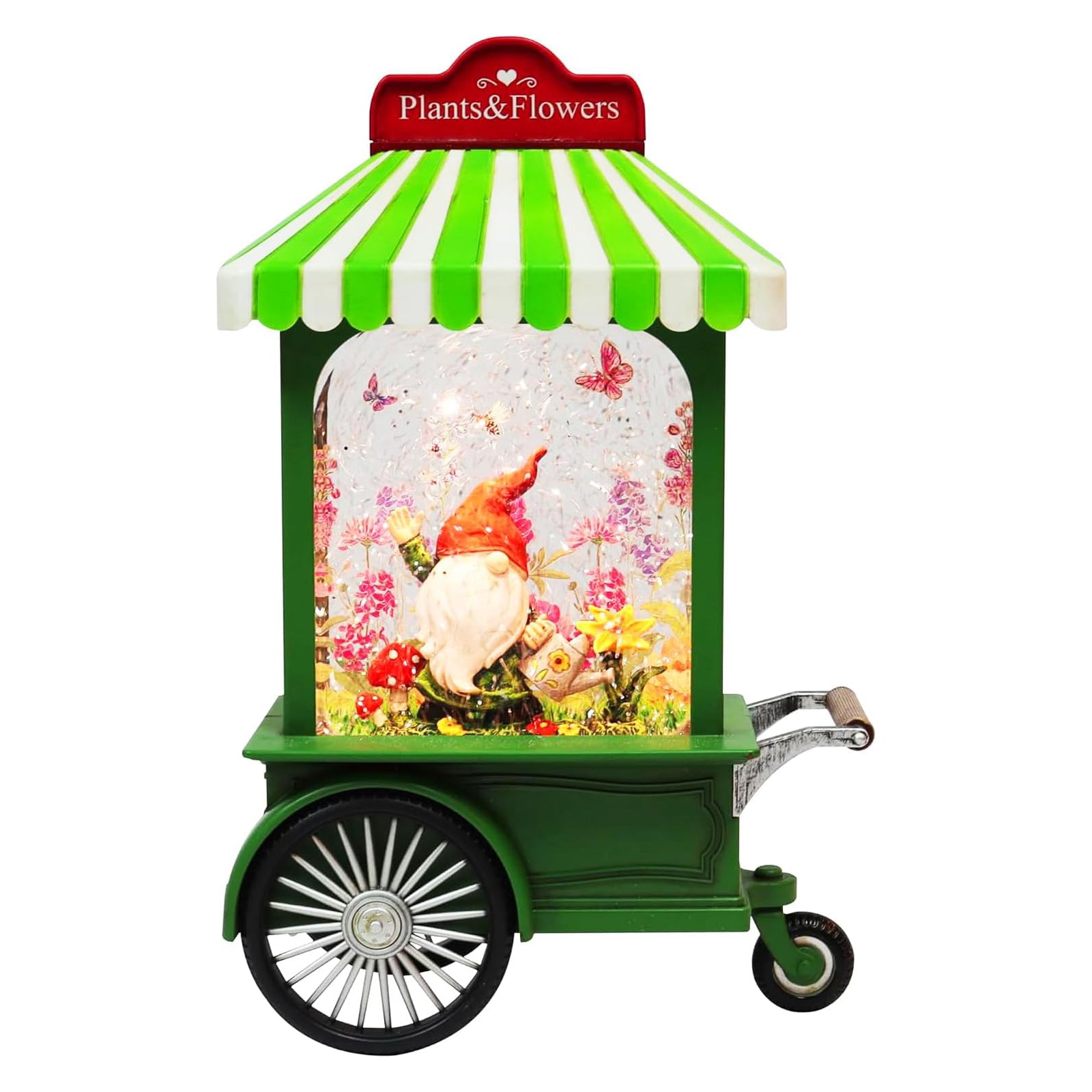 Acrylic LED Water Spinning Cart with Gnome Light-Up Garden Decoration Battery Operated Fairy Light