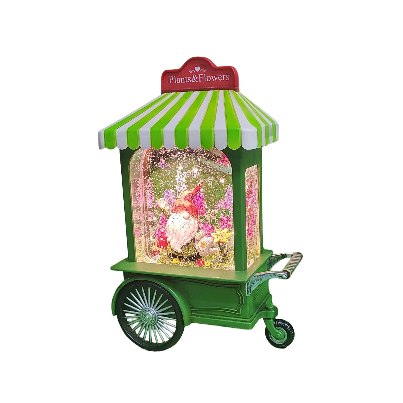 Acrylic LED Water Spinning Cart with Gnome Light-Up Garden Decoration Battery Operated Fairy Light