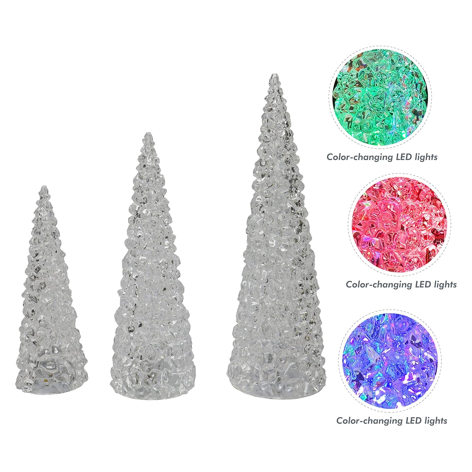 Acrylic Tree Set 3 Pack Color Changing Tabletop Holiday Decoration LED Lighted