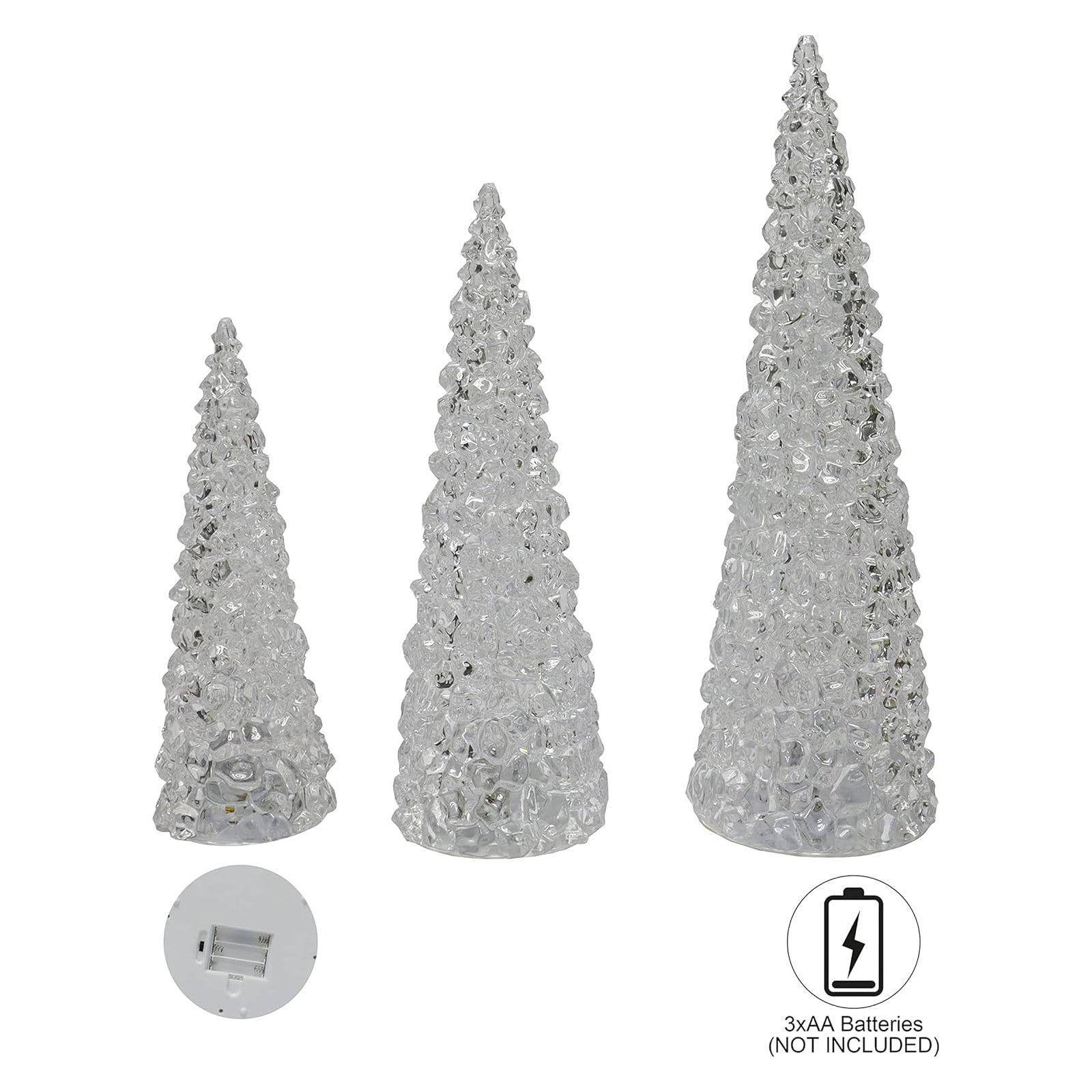 Acrylic Tree Set 3 Pack Color Changing Tabletop Holiday Decoration LED Lighted