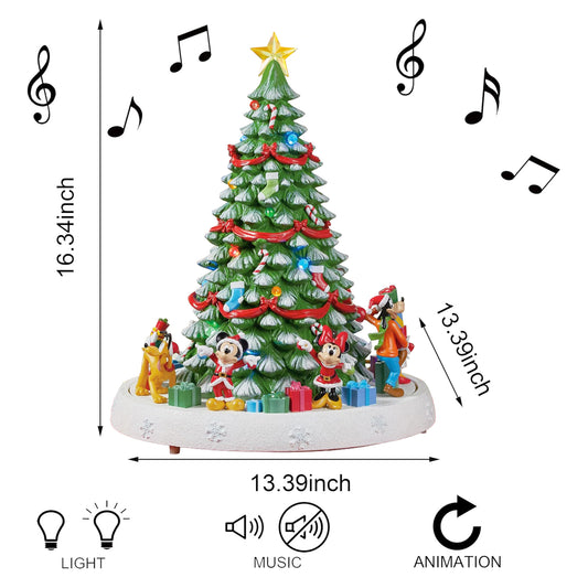 Animated Disney Characters Christmas Tree 16.75”H LED Lights Music