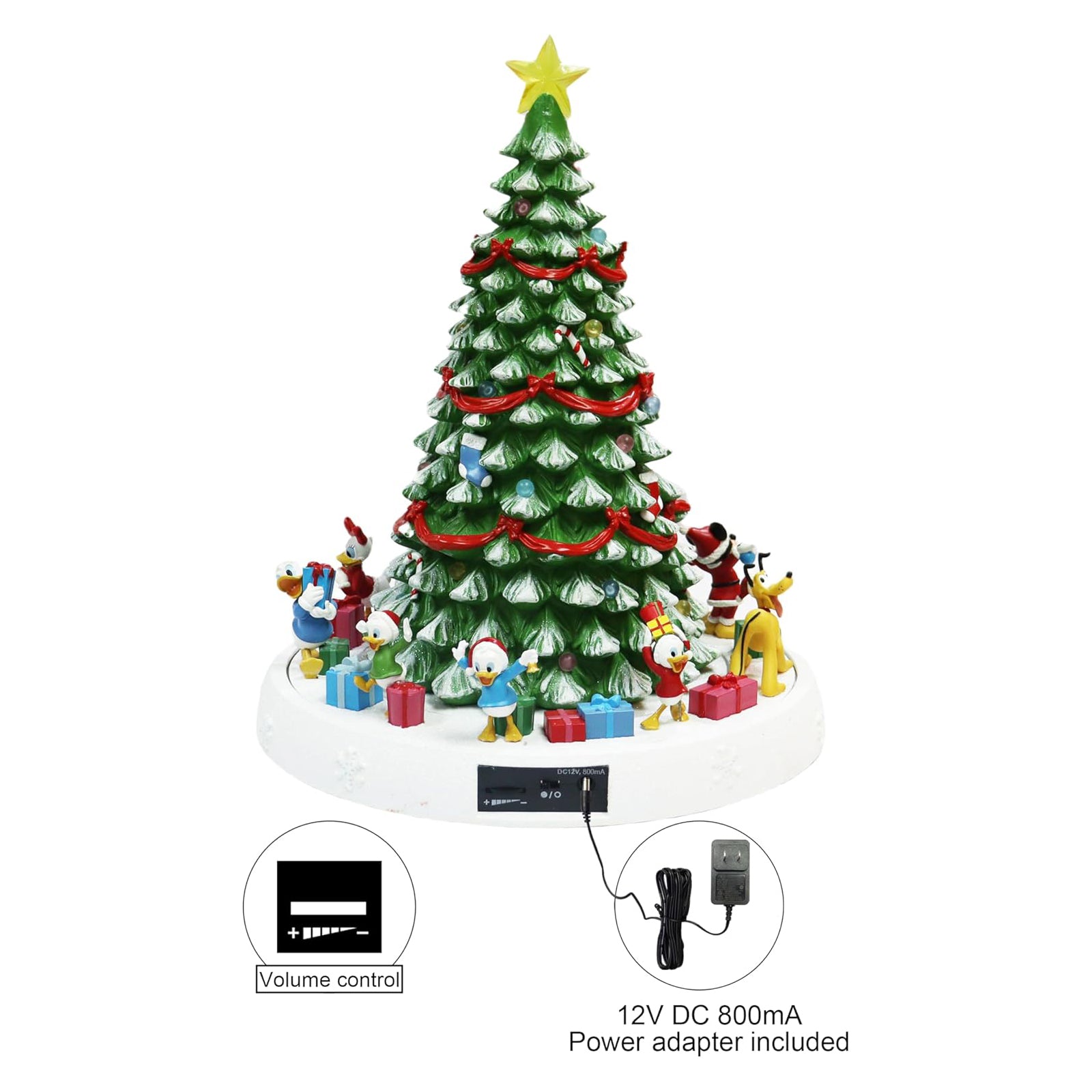 Animated Disney Characters Christmas Tree 16.75”H LED Lights Music