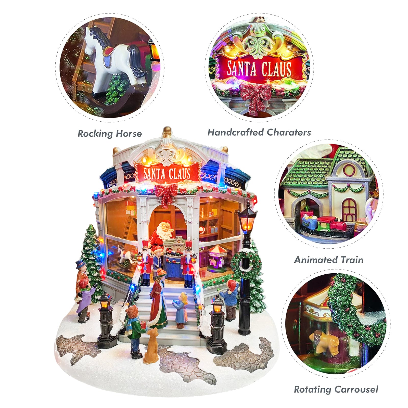 Animated Christmas Village Santa’s Toy Shop