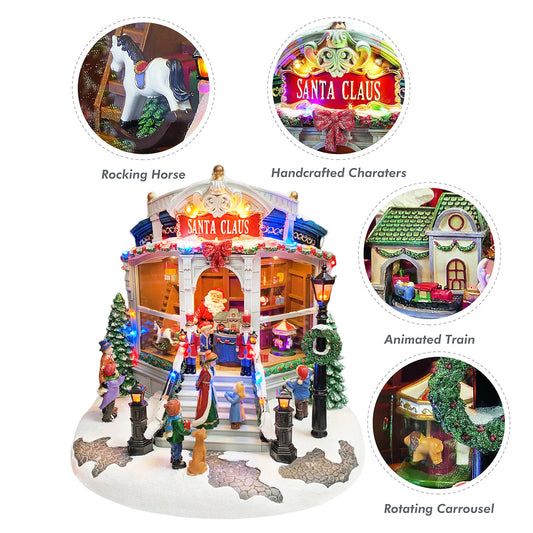 Animated Christmas Village Santa’s Toy Shop