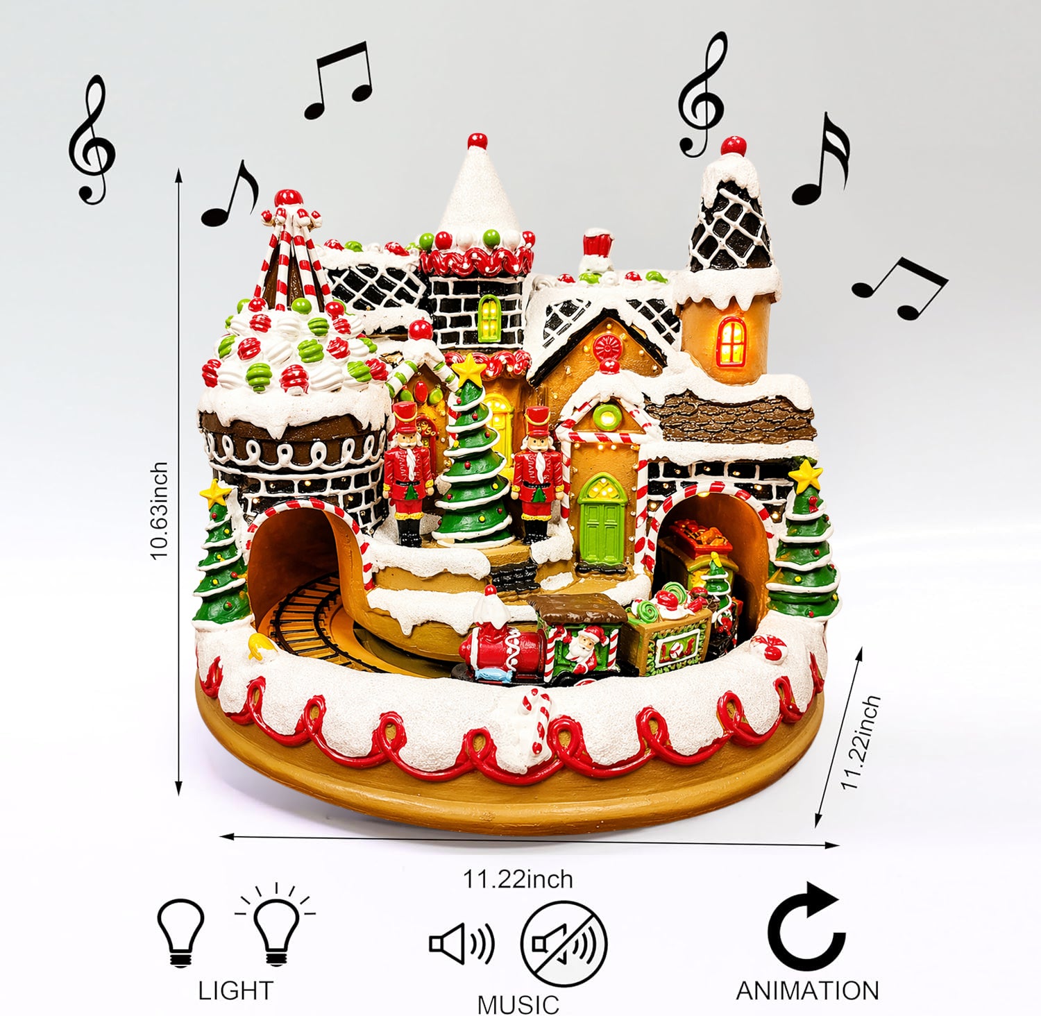 Animated Gingerbread Train Station 10.63” with Moving Train