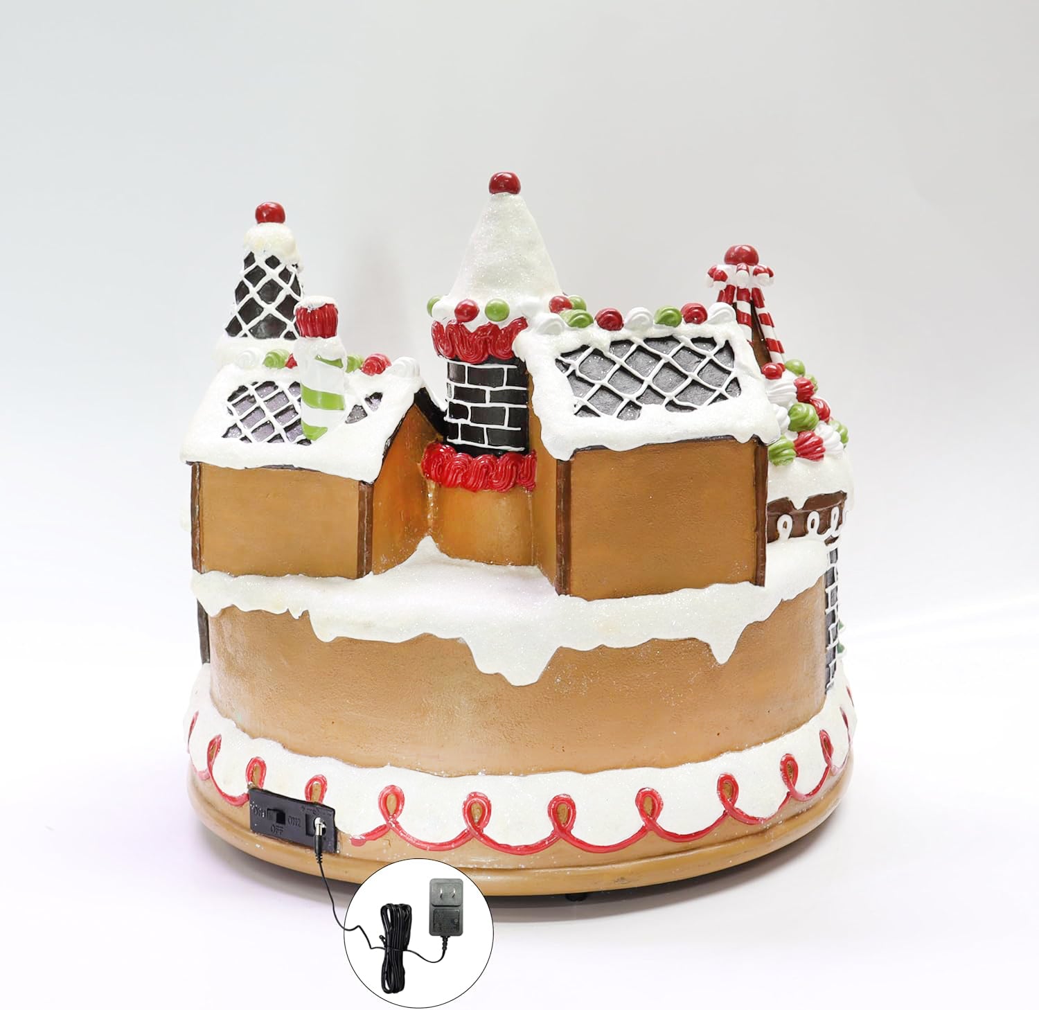 Animated Gingerbread Train Station 10.63” with Moving Train