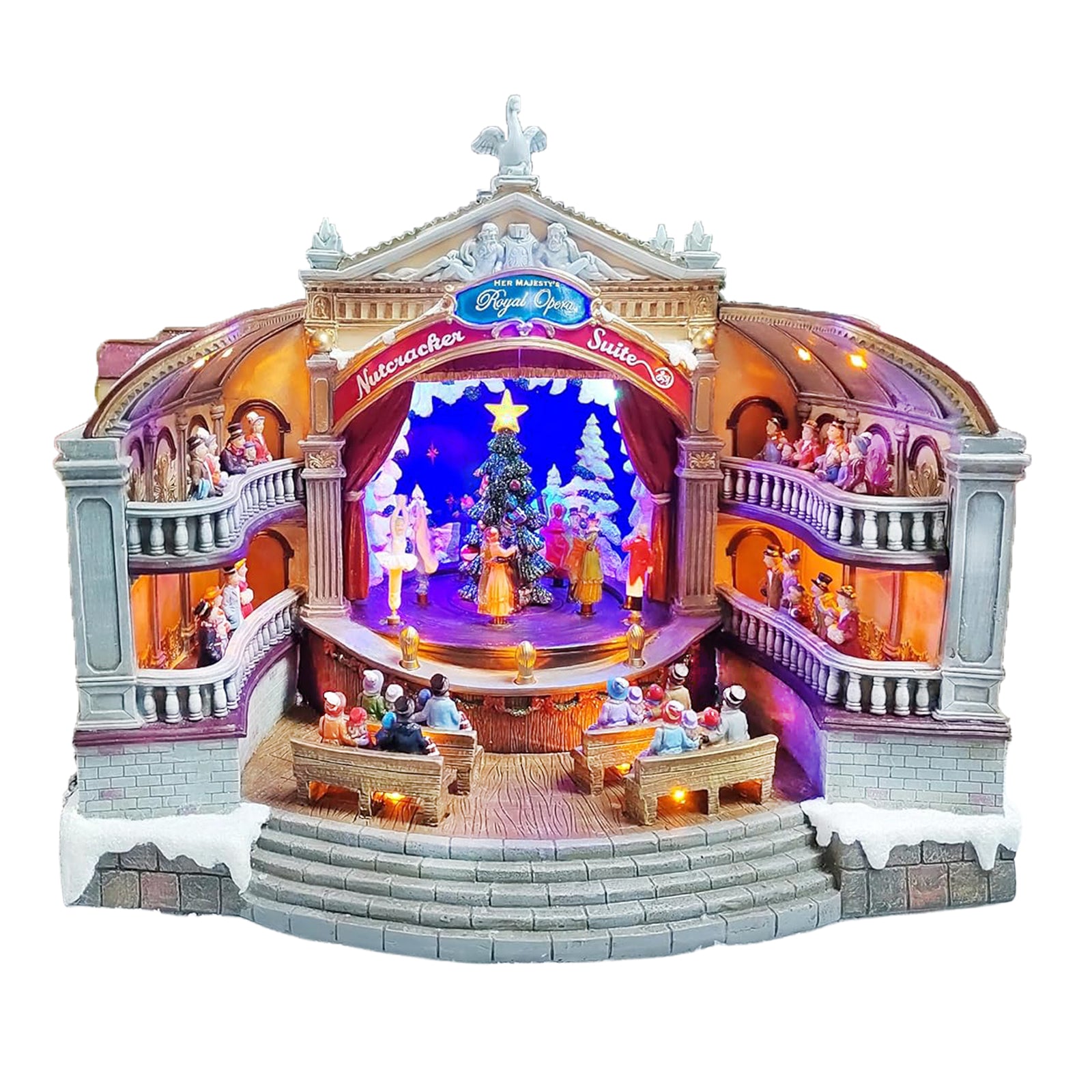 Animated Nutcracker Opera House Musical Christmas Village Display LED 13.1” Polyresin