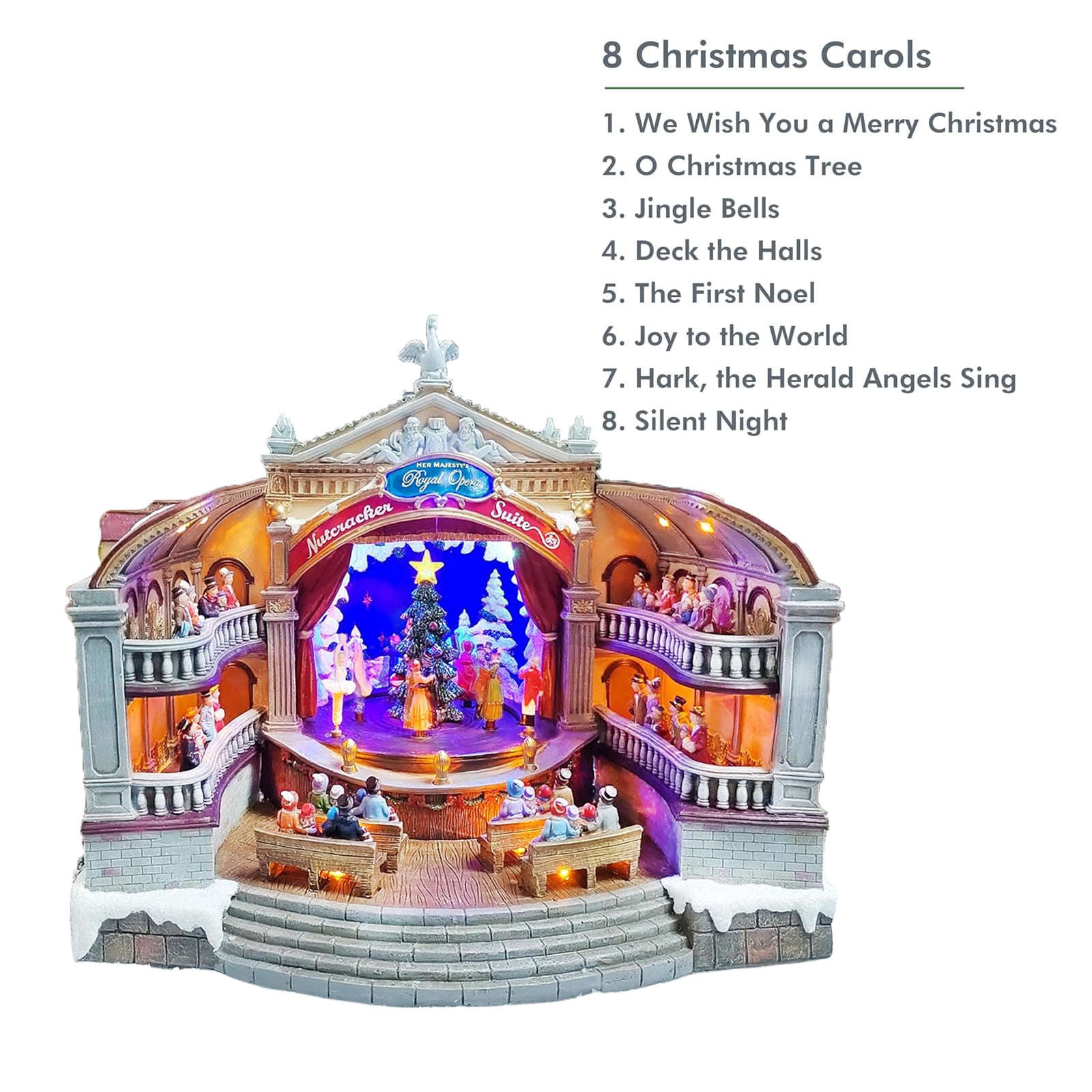 Animated Nutcracker Opera House Musical Christmas Village Display LED 13.1” Polyresin