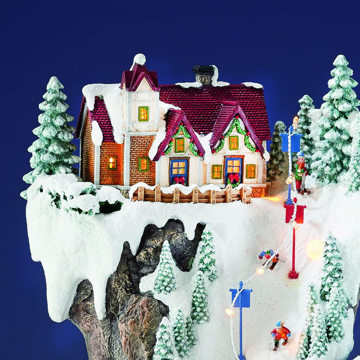 Animated Ski Resort Mountain Christmas Village 20.5”H