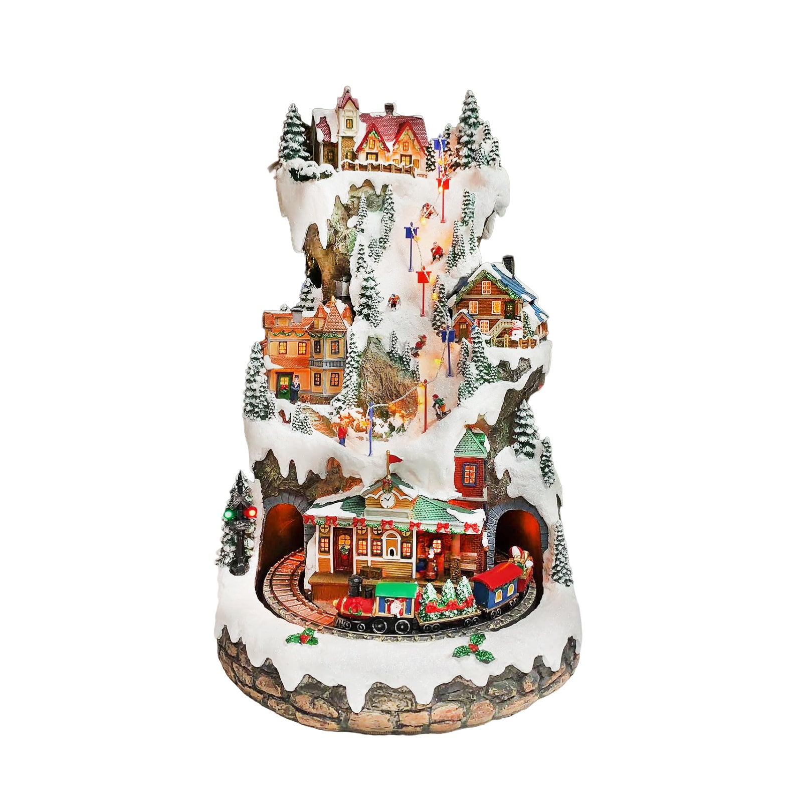 Animated Ski Resort Mountain Christmas Village 20.5”H