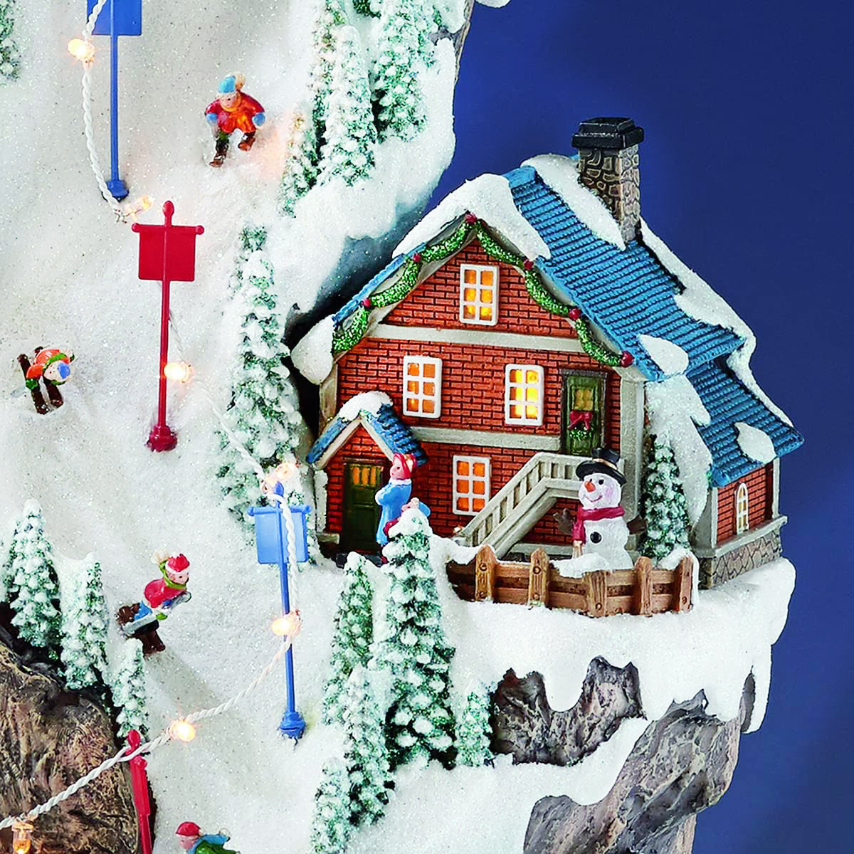 Animated Ski Resort Mountain Christmas Village 20.5”H