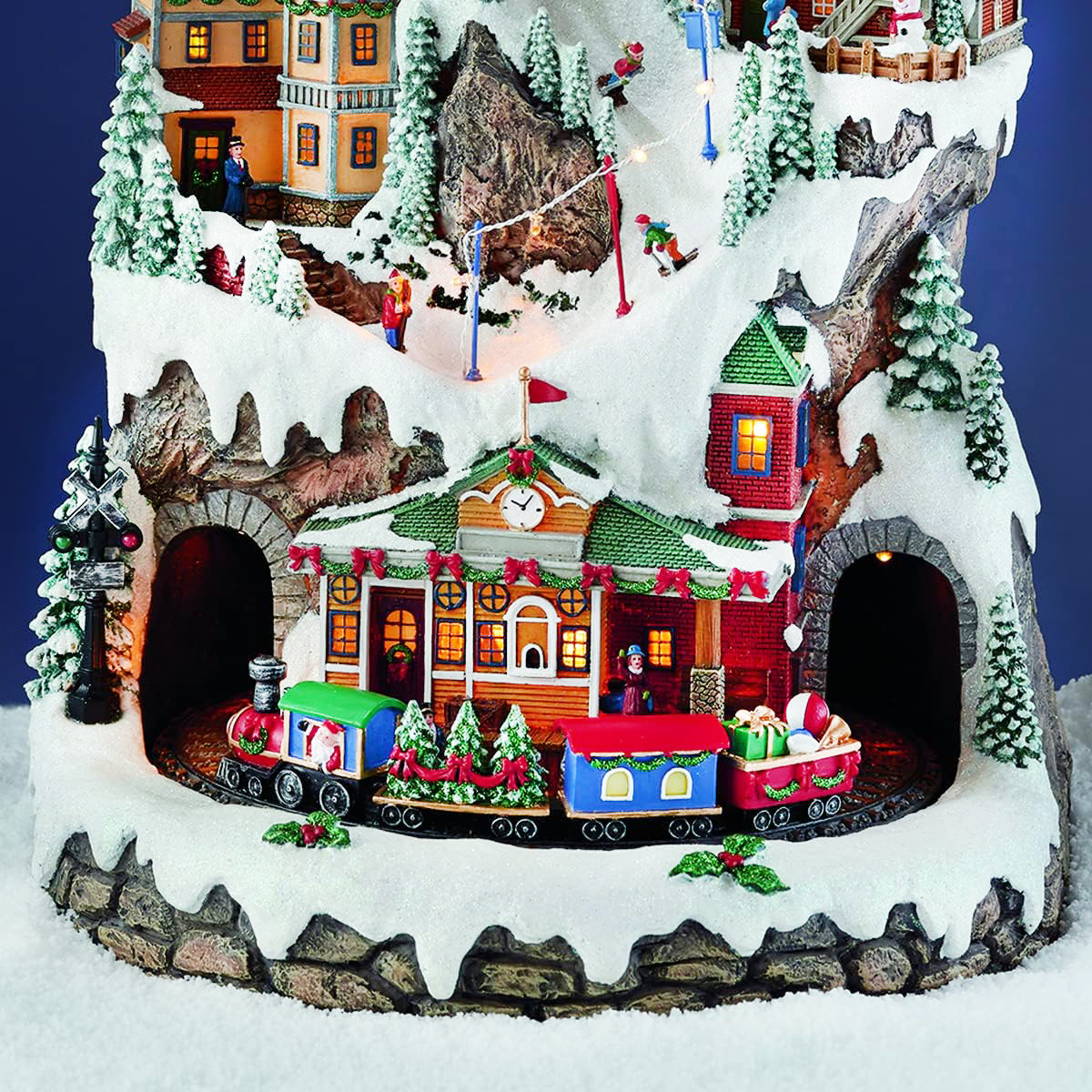 Animated Ski Resort Mountain Christmas Village 20.5”H
