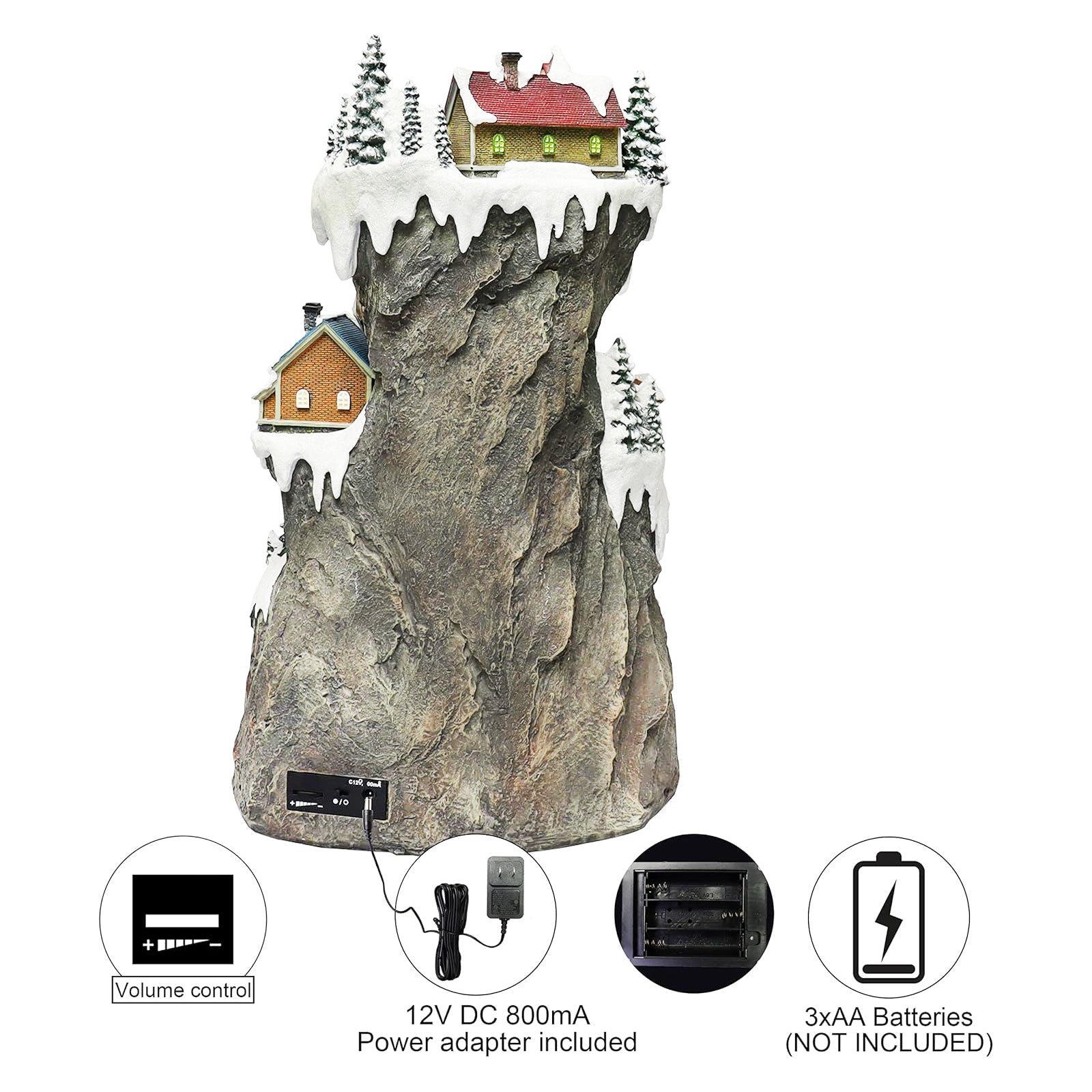 Animated Ski Resort Mountain Christmas Village 20.5”H