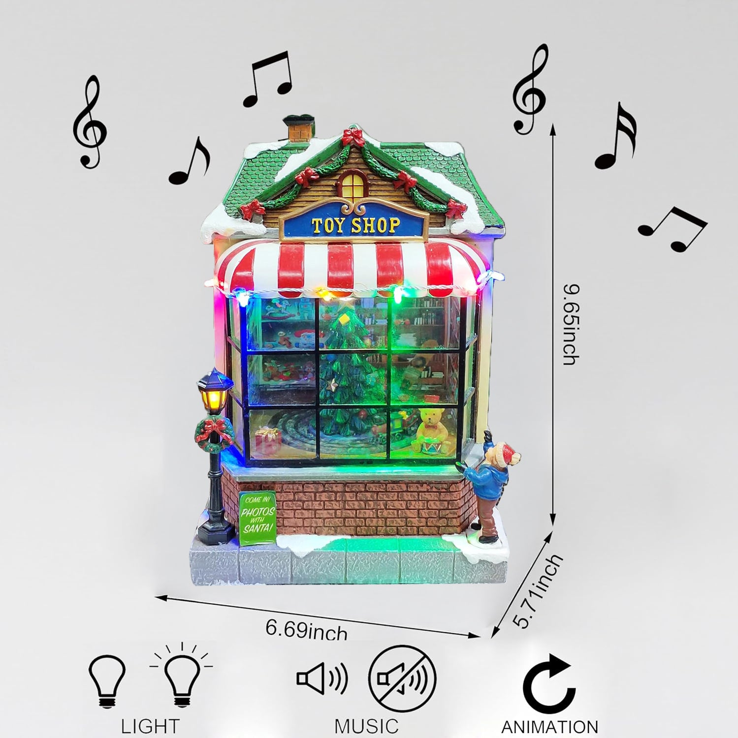 Animated Toy Shop Christmas Village House Moments in Time with LED Lights and Music