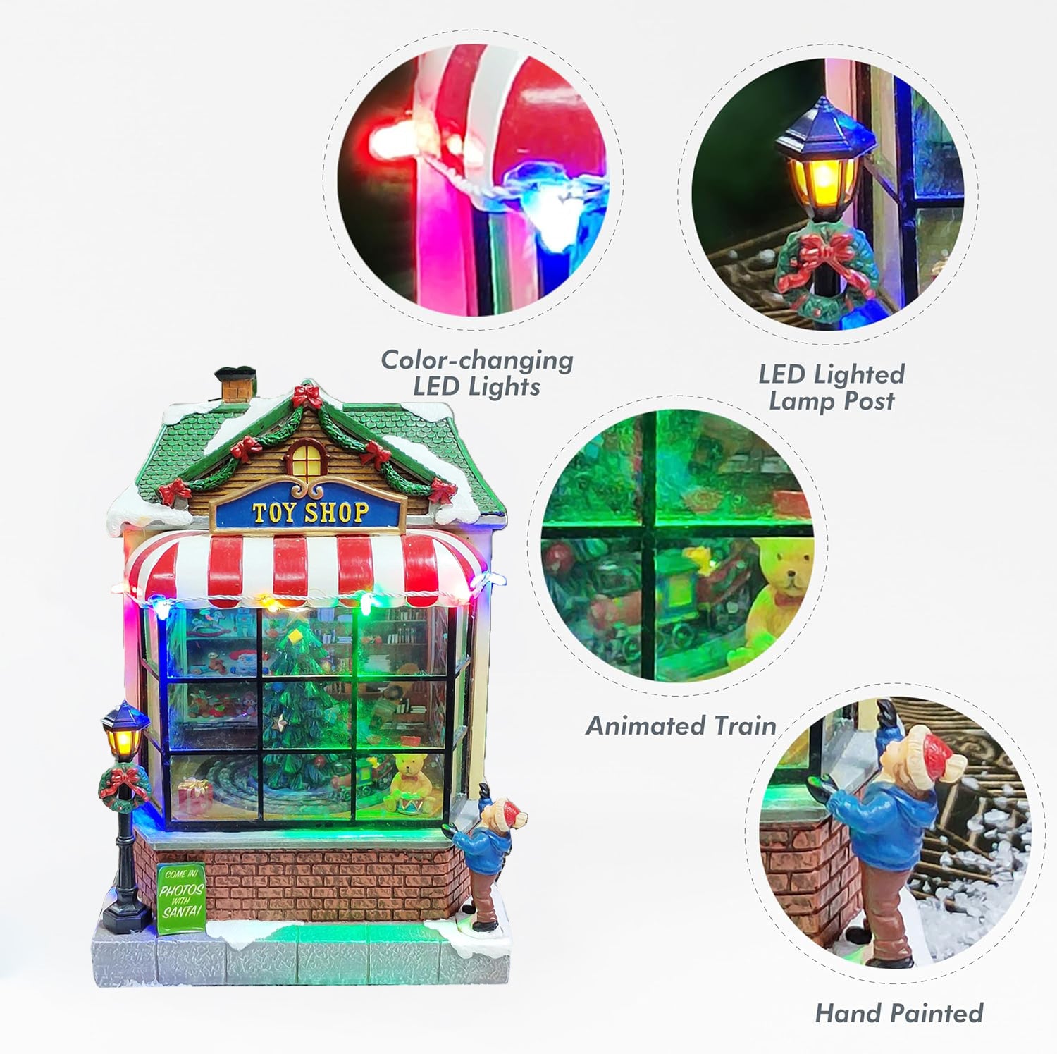 Animated Toy Shop Christmas Village House Moments in Time with LED Lights and Music