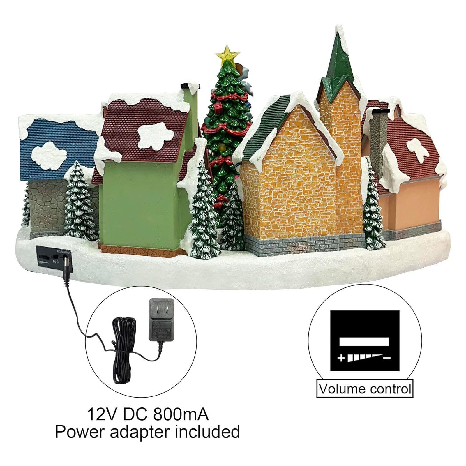 Animated Disney Holiday Town Scene 10.5” Christmas Tree Christmas Village