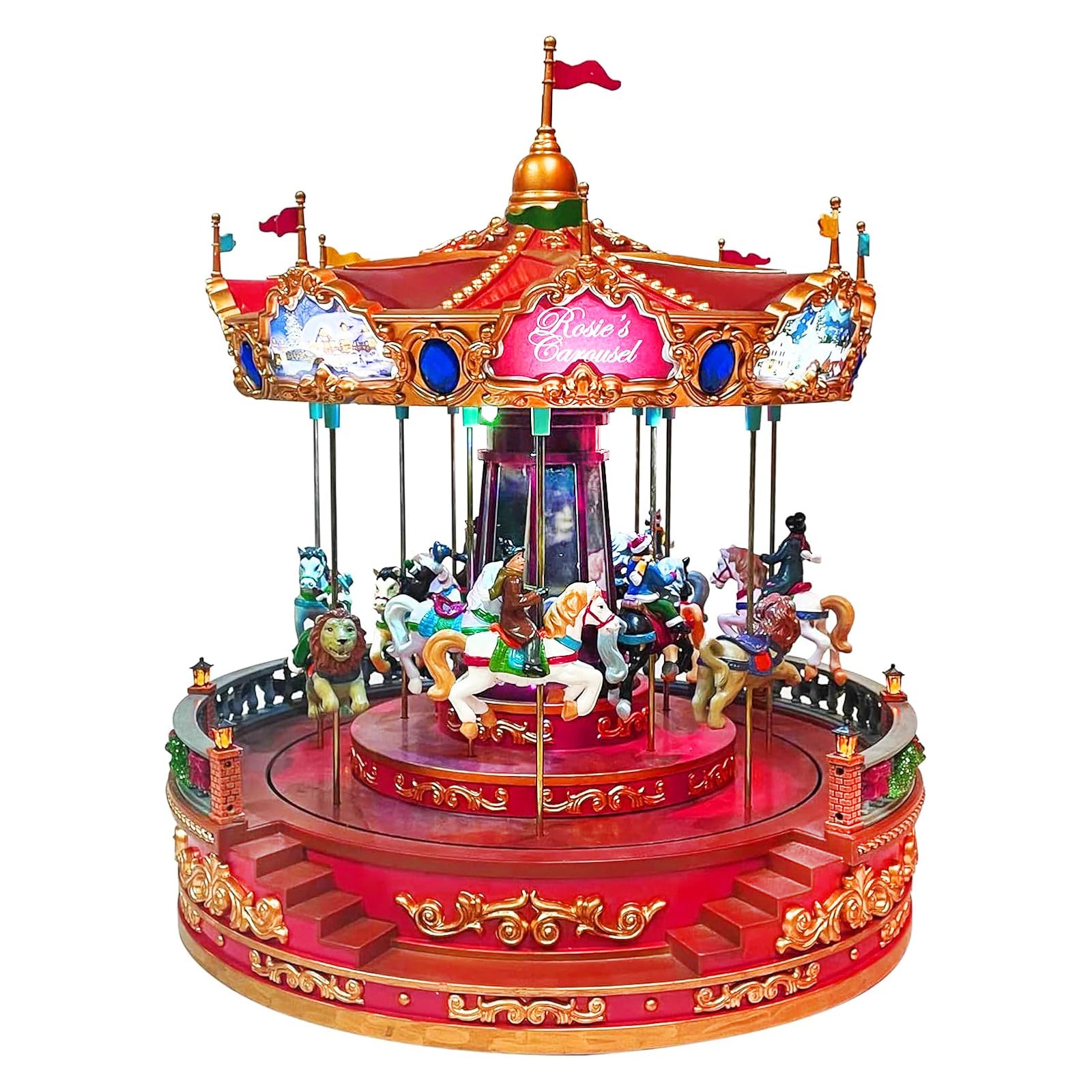 Rosie’s Carousel (Moving Carousel) 15.2“H LED Lights