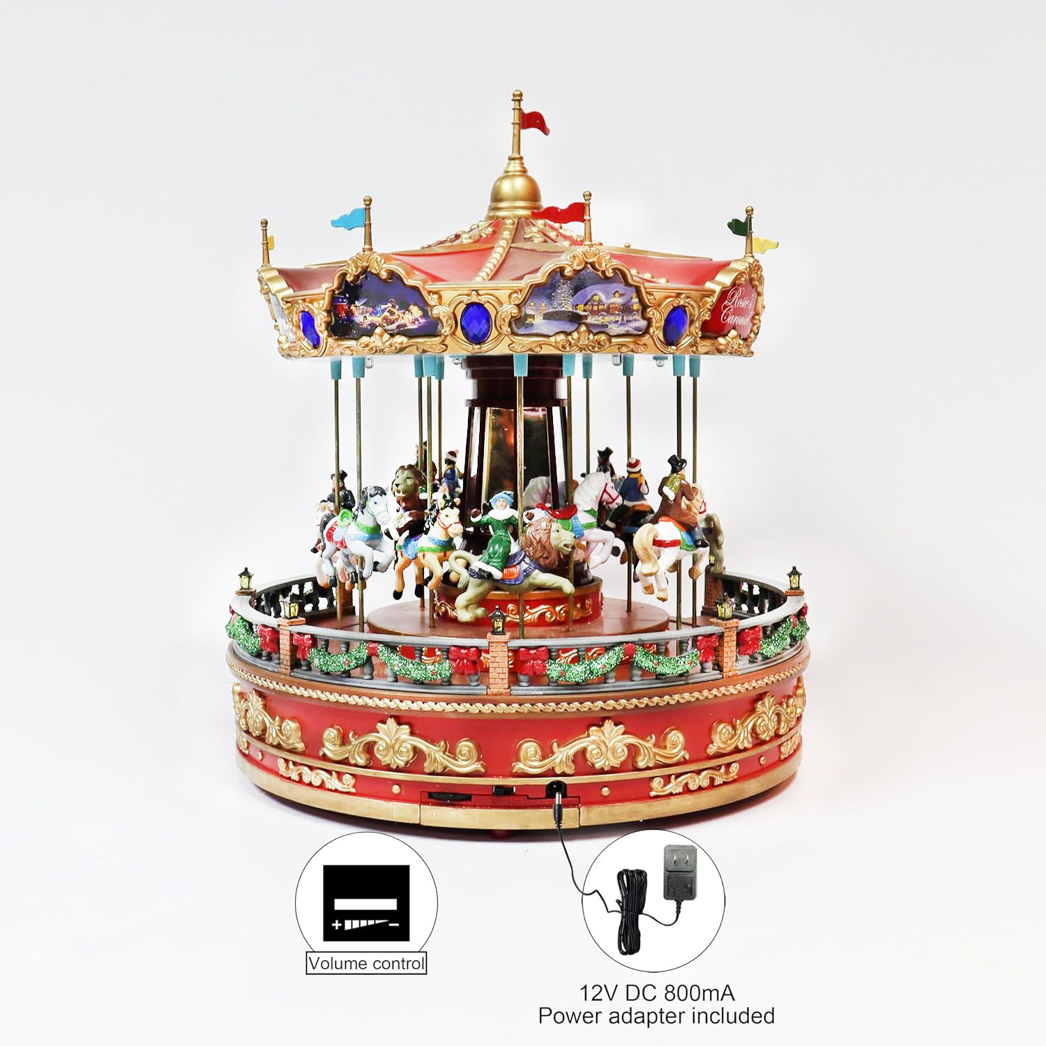 Rosie’s Carousel (Moving Carousel) 15.2“H LED Lights