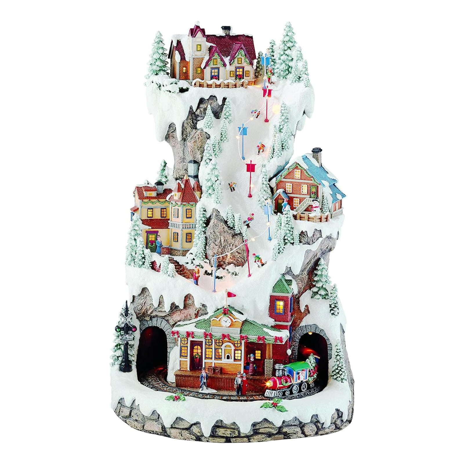 Animated Ski Resort Mountain Christmas Village 20.5”H