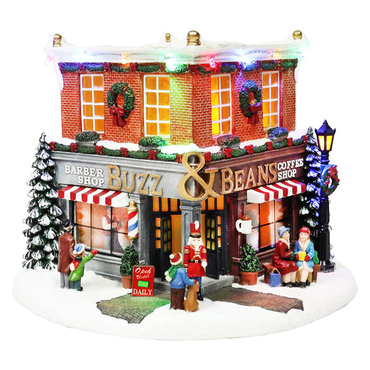 Barber Coffee Shop Buzz & Bean Christmas Village